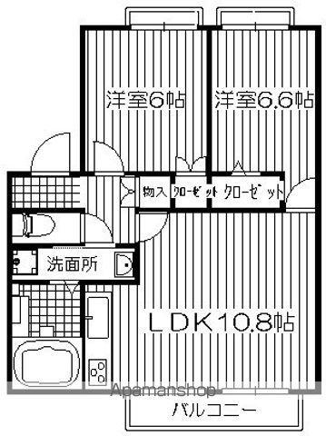 カーサ観晴が丘(2LDK/2階)の間取り写真