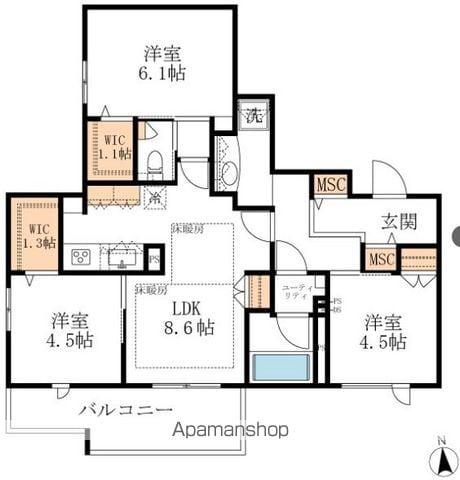 ソフィア南流山(3LDK/3階)の間取り写真