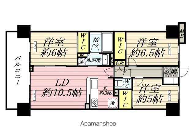 プレシス横濱新子安(3LDK/5階)の間取り写真