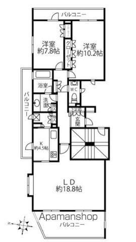 クリオレミントンハウス横濱山手ウエストポート(2LDK/2階)の間取り写真