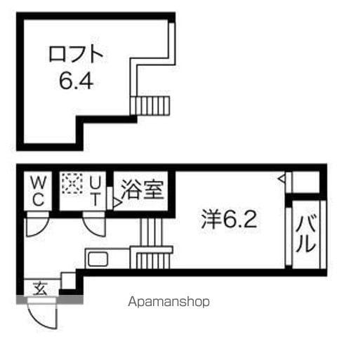 アップルハイム(1K/2階)の間取り写真