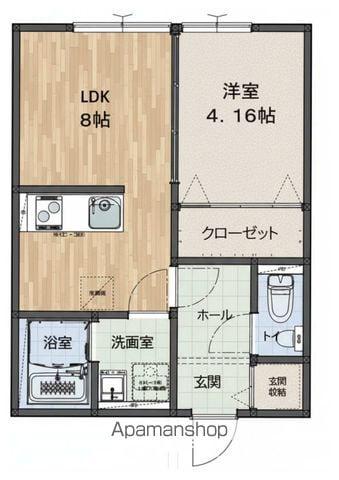 アマン浜浦(1LDK/1階)の間取り写真