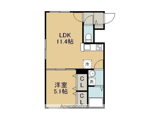 朝日町2丁目7-3MS(1LDK/4階)の間取り写真