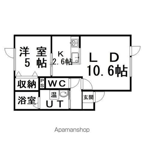 COTTAGEひなた(1LDK/2階)の間取り写真