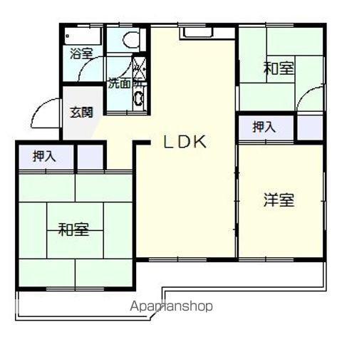 布施ビル(3LDK/4階)の間取り写真