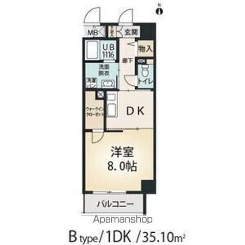 ルトゥール(1DK/3階)の間取り写真