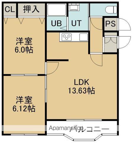 ルシエール美原(2LDK/1階)の間取り写真