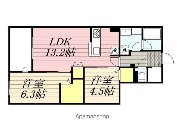 千葉市中央区登戸5丁目メゾン(2LDK/2階)の間取り写真