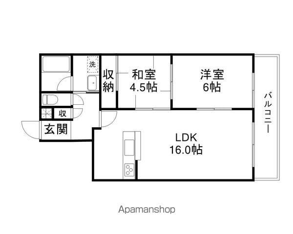 エルミナフラット堅田(2LDK/3階)の間取り写真