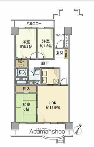 ネオハイツ江戸川台A棟(3LDK/9階)の間取り写真