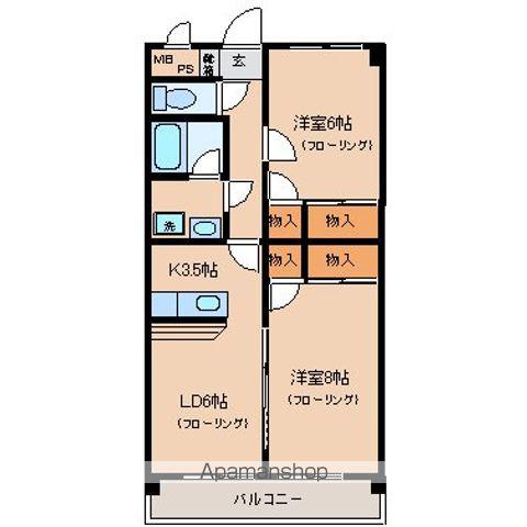 コンフォール滝上(2LDK/2階)の間取り写真