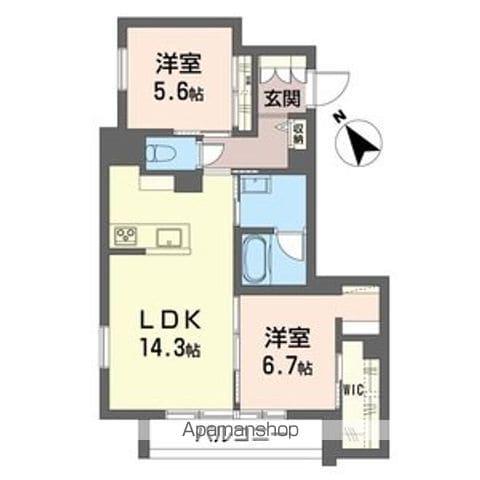 ミラソーレ(2LDK/2階)の間取り写真