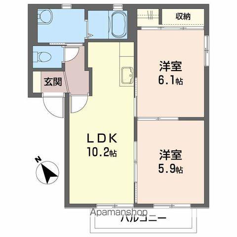 プレジオ石堂A(2LDK/1階)の間取り写真