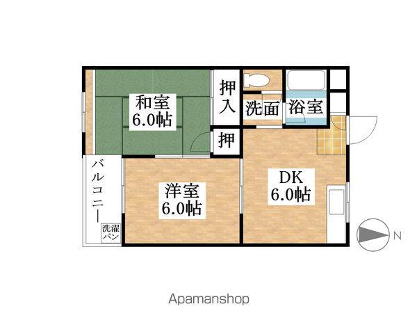ヒカリハイツ(2DK/1階)の間取り写真