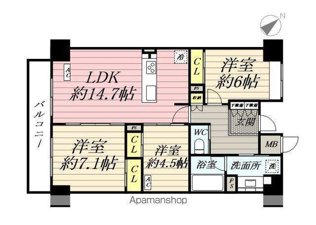 クラシアム神奈川台場(3LDK/3階)の間取り写真