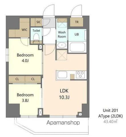 S-RESIDENCE浅草CLARITY(2LDK/10階)の間取り写真