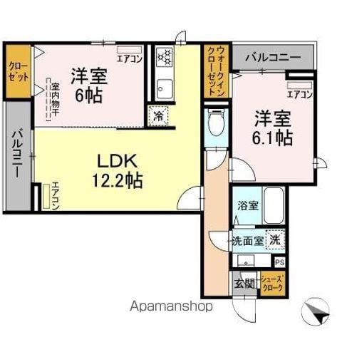 DーROOM新宿ⅠーB(2LDK/2階)の間取り写真