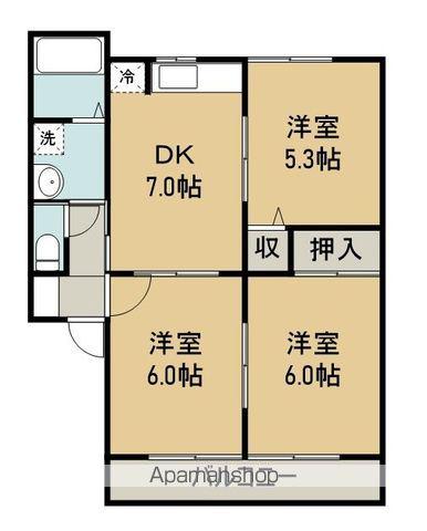プレジール前川(2LDK/6階)の間取り写真