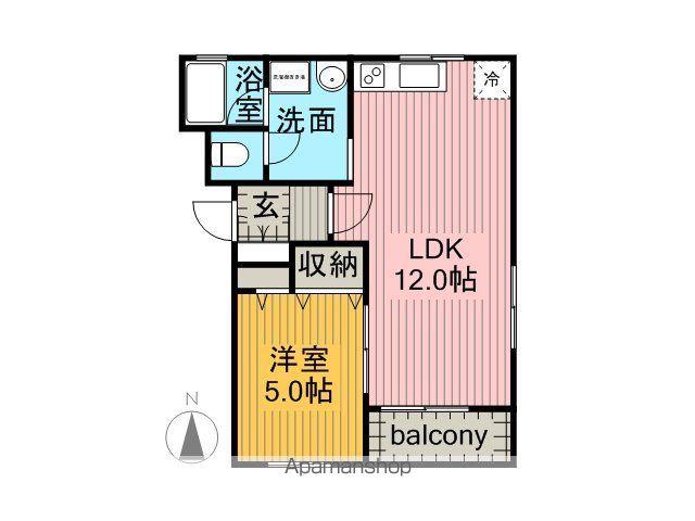 マンションドム西町Ⅰ(1LDK/3階)の間取り写真