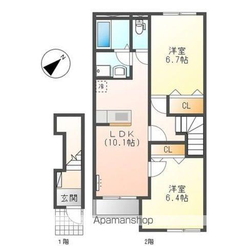 フローラルコートDS(2LDK/2階)の間取り写真