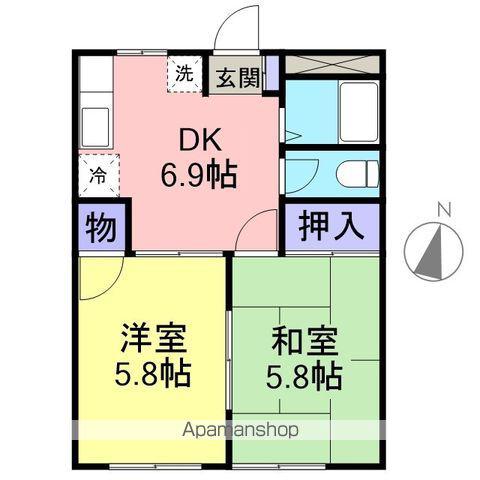 メゾン大森A(2DK/1階)の間取り写真