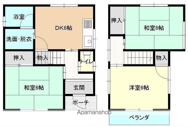 吉備線 服部駅 徒歩22分 2階建 築24年(3DK)の間取り写真