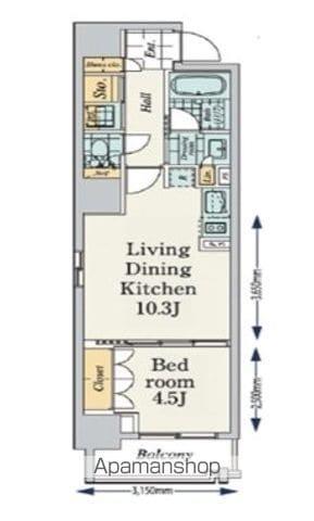 プライマル八丁堀(1LDK/6階)の間取り写真