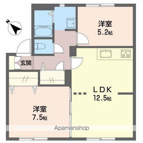 ドエルクレセント(2LDK/1階)の間取り写真
