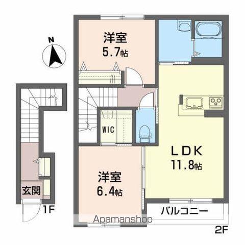 ディアス前潟(2LDK/2階)の間取り写真