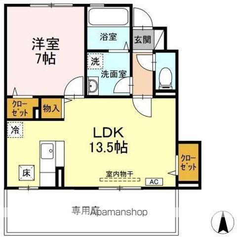 カスターノAB(1LDK/1階)の間取り写真