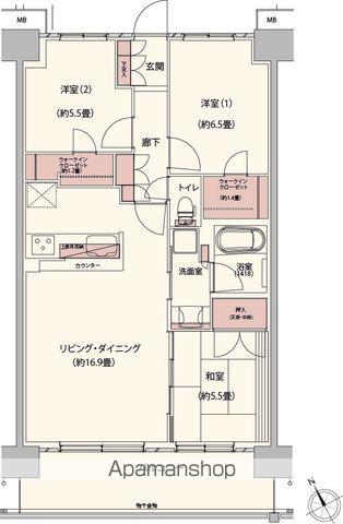 クレストフォルム柏サウスウィング(3LDK/6階)の間取り写真