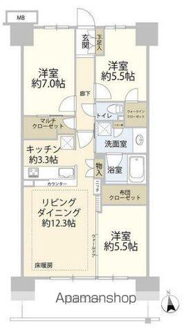 AQUA SUITE(3LDK/12階)の間取り写真
