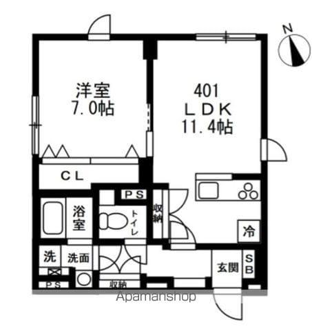 NOZOMIO祐天寺(1LDK/4階)の間取り写真
