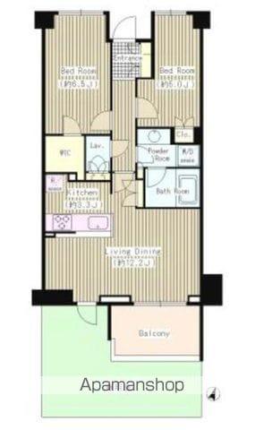 OASE用賀ウエスト(2LDK/1階)の間取り写真