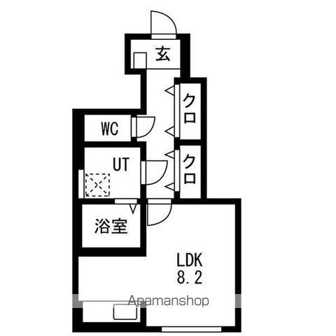 GRANDIR城北(ワンルーム/1階)の間取り写真