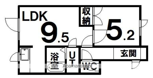 ルナシー(1LDK/1階)の間取り写真