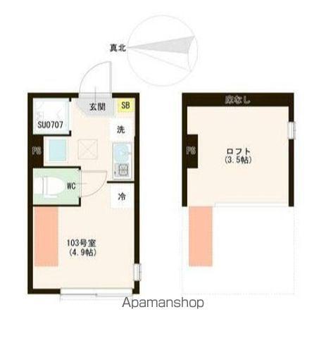  富士見台三丁目6(ワンルーム/1階)の間取り写真