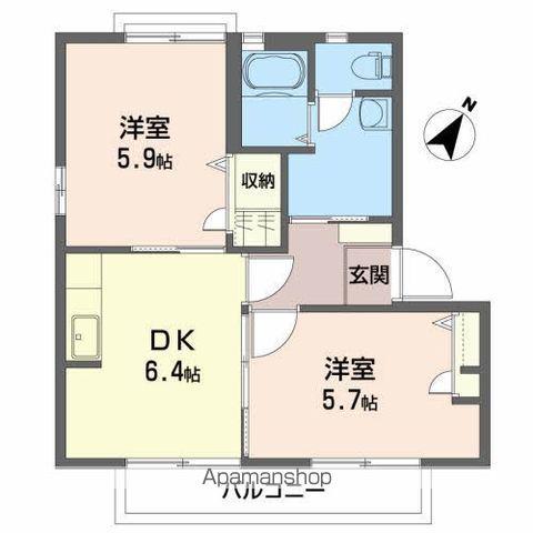 コモン・シティ21B(2DK/2階)の間取り写真