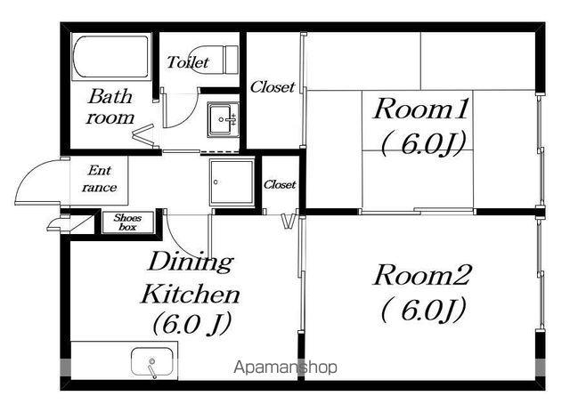 ピアシティ(2DK/1階)の間取り写真