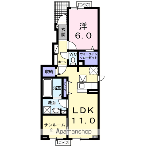 メルティー・アイⅣ A(1LDK/1階)の間取り写真