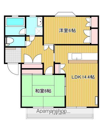 アルカディア壱番館(2LDK/2階)の間取り写真