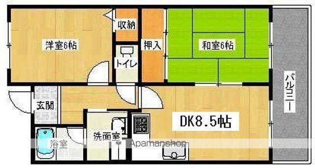 カワデンエミネンスハイツ(2DK/2階)の間取り写真