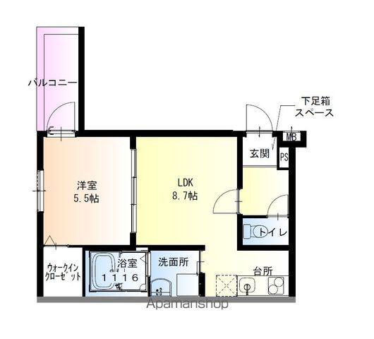 フジパレス西湊3番館(1LDK/1階)の間取り写真