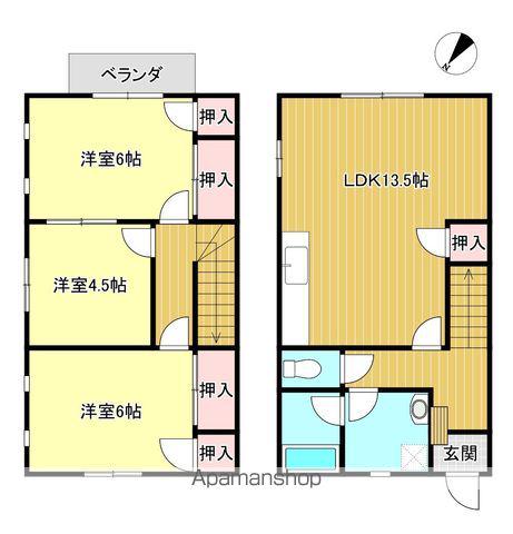 京成電鉄本線 八千代台駅 徒歩10分 2階建 築37年(3LDK)の間取り写真