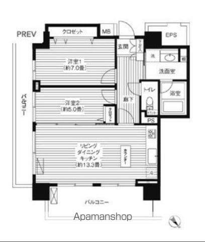 グランピアー高井戸(2LDK/3階)の間取り写真