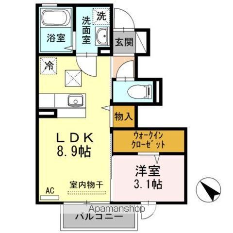 ロジュマン シュシュB(1LDK/1階)の間取り写真