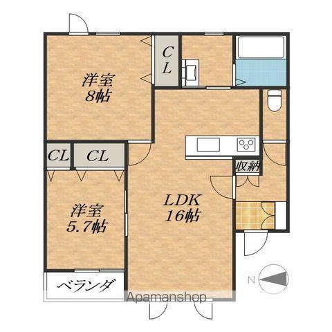 イーストGARDENⅡ(2LDK/1階)の間取り写真