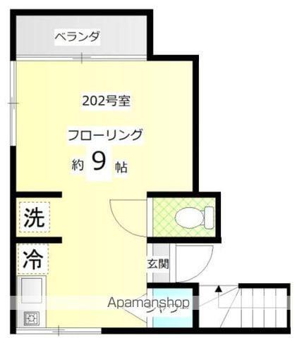 ハウスK(ワンルーム/2階)の間取り写真