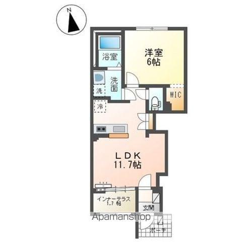 草深 アパートⅡ期工事 南側(1LDK/1階)の間取り写真