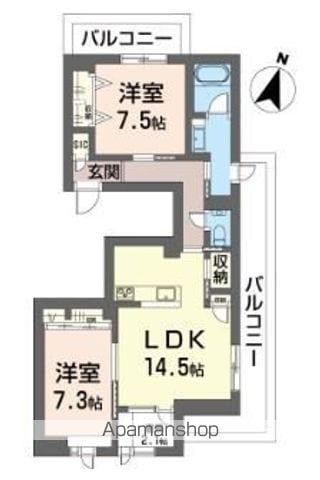 カンタービレ荻窪(2LDK/3階)の間取り写真